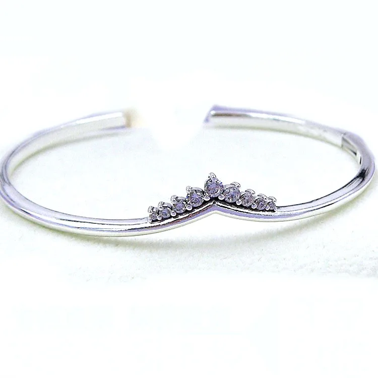 Сверкающая диадема с фианитами, браслет Opem, подходит для женщин, браслет с бусинами, 925 пробы, серебряный браслет, сделай сам, ювелирное изделие