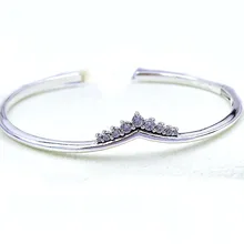 Сверкающая диадема с фианитами, браслет Opem, подходит для женщин, браслет с бусинами, 925 пробы, серебряный браслет, сделай сам, ювелирное изделие