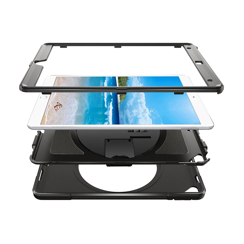 Case For iPad Pro 10.5 2017 Full Body Protection Heavy Duty Rugged Cover with 360 Rotating Leather Hand Strap Kickstand MTL01