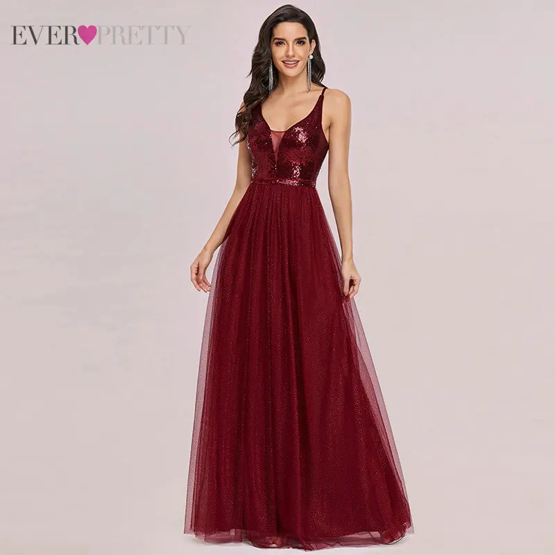 Вечерние платья женские вечерние ночное Ever Pretty линия с V-образным вырезом без