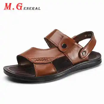 

Leather Men's Sandals Man Summer Breathable Non-slip Beach Slippers Open Toe Casual Men Shoes Mens Outdoor Walking Sandalias C23