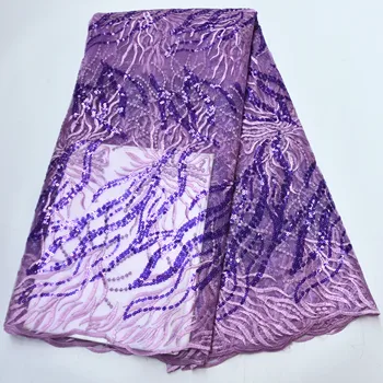 

African Sequins lace Fabric 2020 Nigerian French tulle lace Latest Design Embroidery Elegant New Style Best Selling