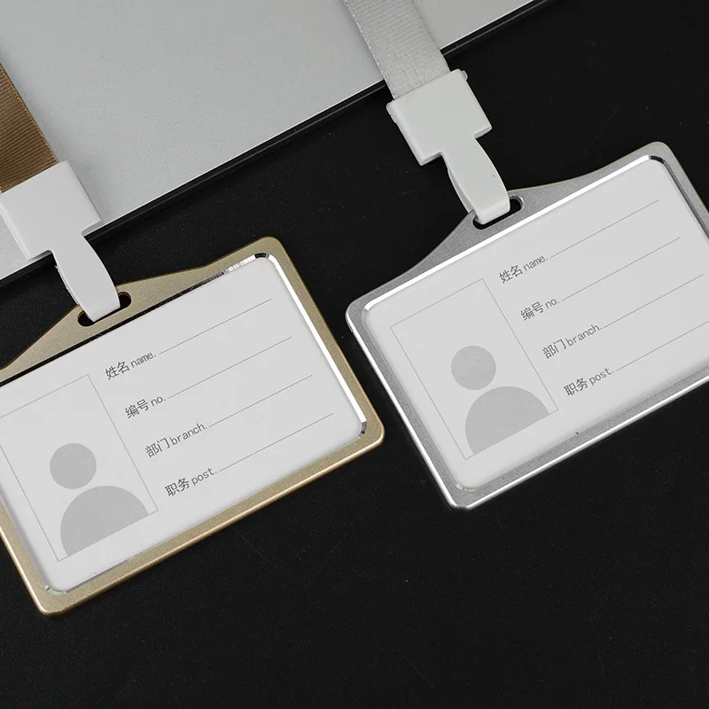 

Unisex Business Work Card Aluminum Alloy Work Name Card Holders ID Badge Lanyard Holder Hot Vertical Metal ID Business Case