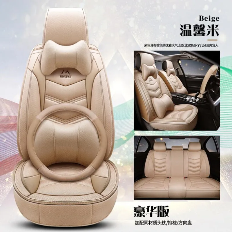 

High quality flax+leather car seat cover for mitsubishi pajero 4 2 sport outlander xl asx accessories lancer car seats protector