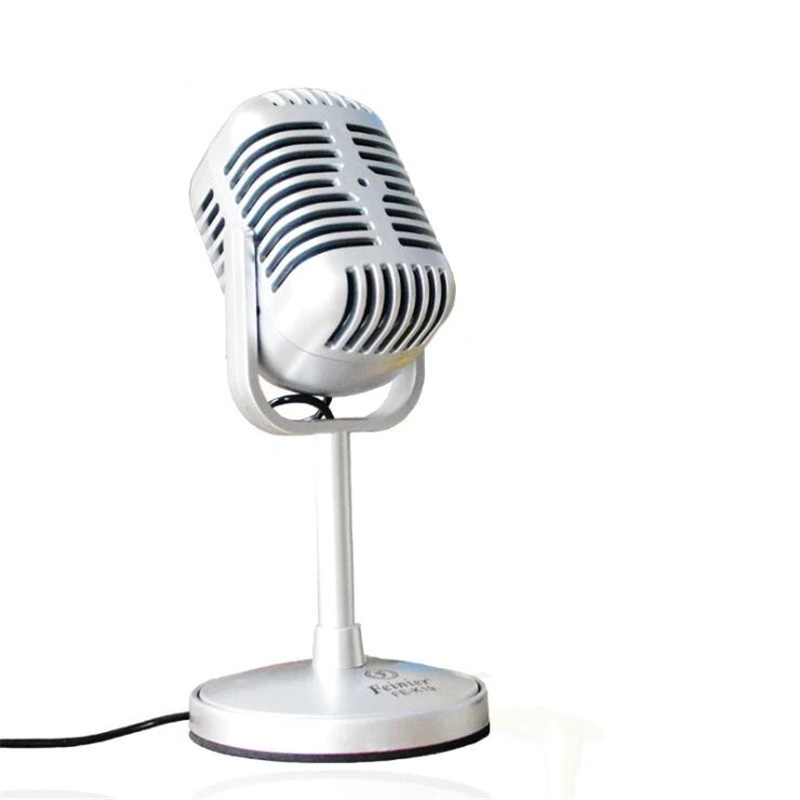 

Top Quality Retro Satin Surface Plating Vintage Microphone Mini Microfon Wired Microfone For Sing Record on Computer microphone