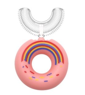 360 Degree Doughnut Manual Toothbrush Kids Silicone U-shaped Tooth Brush Cartoon Gift For 2-6-12 Years Old