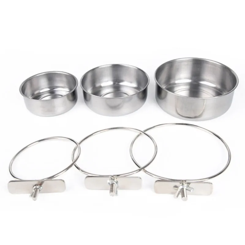Easy-to-clean Hanging Cage Bowl For Pet Birds Anti-turnover Stainless Steel Food And Drinking 2020 new | Дом и сад