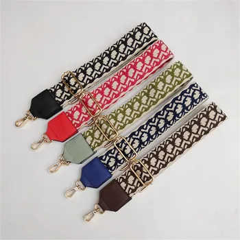 

5CM width Thicken Female bag replace Shoulder strap color stripe printing DIY cross-body bag strap belt handle