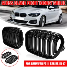 Pair Vorne Niere Kühlergrill Gloss Matt Schwarz Doppel Lamellen Linie M Farbe Auto Styling Racing Grille Für BMW F20 F21 1 serie 2015 16 17