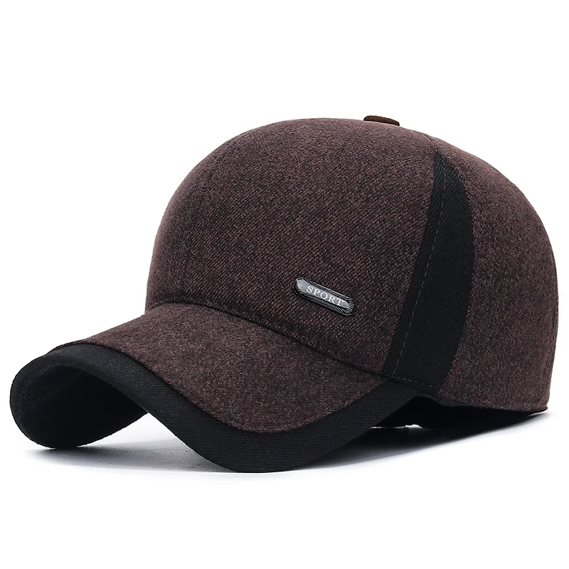 [NORTHWOOD] Бренд мужской Зимняя Бейсболка Earflaps Толстые Теплые Шапки Snapback Открытый Костюм Кепка Дальнобойщика Gorras Para Hombre - Цвет: Коричневый