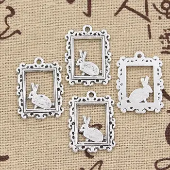 

20pcs Charms Framed Rabbit 24x17mm Antique Bronze Silver Color Pendants DIYCrafts Making Findings Handmade Tibetan Jewelry