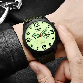 

Mens Watch Fashion Watch Men Bussiness Quartz Wrist watches Sport Calendar Luminous Nylon Belt Watch Men clock relogio masculino