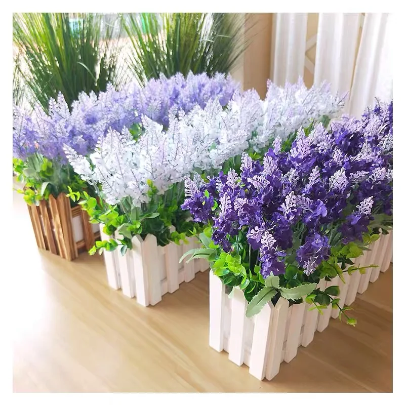 Ramo de Flores Artificiales para Boda, Plantas Falsas con Flocado de Lavanda para Interior y Exterior, Hogar, Cocina y Mesa de Oficina - Imagen 4