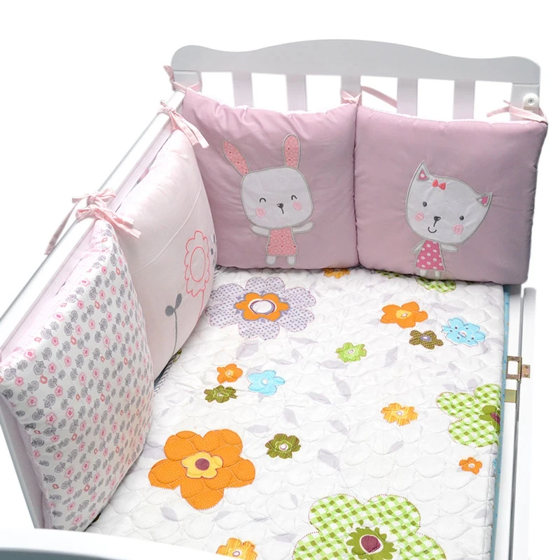 6 шт. детская кровать бампер в кроватку кролик цветы детское постельное белье-Бампер кровать дышащая кроватка бампер для маленьких девочек и мальчиков