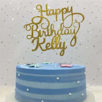 

Advanced Glitter "Happy Birthday" Custom Cake Topper Birthday Party Decoration Custom Any Name Gold Silver Black Rose Red Blue