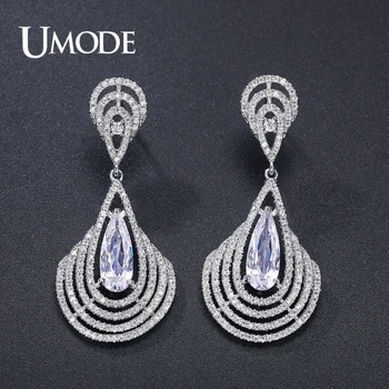 

UMODE New Big Water Drop CZ Crystal Drop Earrings for Women Fashion Geometric Dangle Earring Jewelry Dating Pendientes UE0675