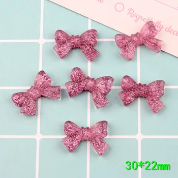

Glitter Ribbon Knot Bow Shape Resin Cabochons 40pcs/Lot Flatback DIY Jewelry Findings Girl Hair Jewelry Decoration Clay Beading