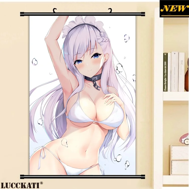 40X60CM Azur Lane Bilan Hangxian breasts bikini no bra ass cameltoe sexy loli cartoon anime wall scroll poster canvas painting | Дом и сад