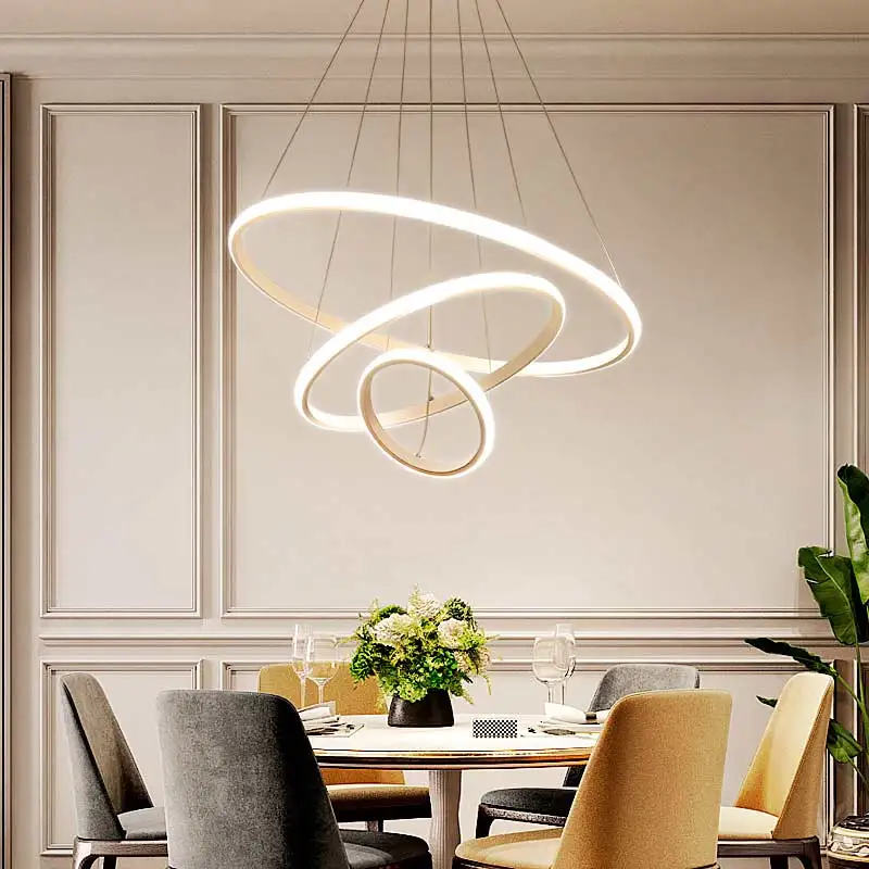 Современные 3 кольца светодио дный подвесные светильники приспособление Nordic кухня столовая Подвесная лампа Декор для дома освещение белый
