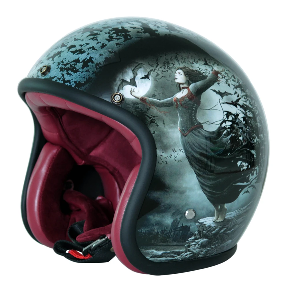 Новые точечные окрашенные мотоциклетные шлемы 3/4 с открытым лицом Ретро велосипед кафе шлем для гонщика скутера/круизера/чоппера езда головы носить XS-XXL