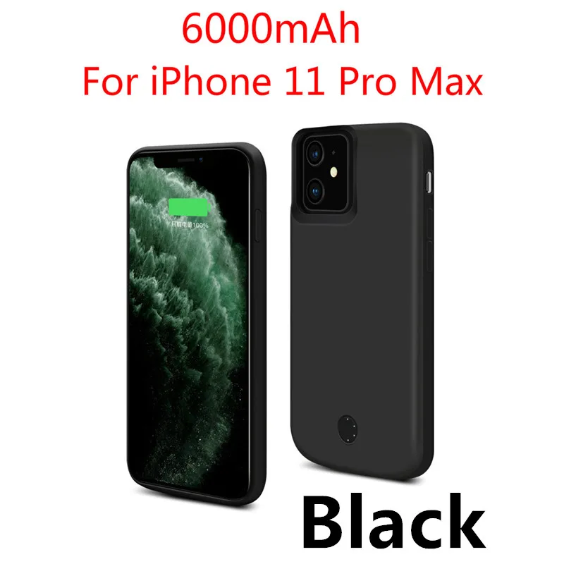 Black For 11 Pro Max Чехол-аккумулятор для iPhone 11 Pro Max Внешнее зарядное устройство 6000 мАч чехол для iPhone 11 Pro power Bank Аккумулятор - Цвет: Black For 11 Pro Max