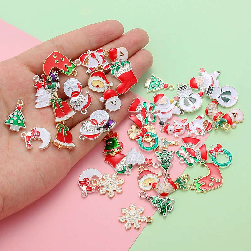 

Christmas Charms Bracelet Santa Claus Xmas Tree Christmas Decorations For Unisex DIY Bracelet Earrings Christmas Gift Ornaments