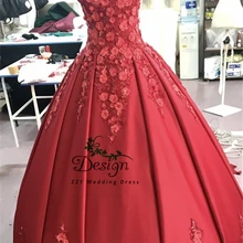 Vestidos de 15 anos quinceanera бальное платье на бретельках с сердечком и вырезом, Красные атласные платья с цветочной аппликацией Vestidos