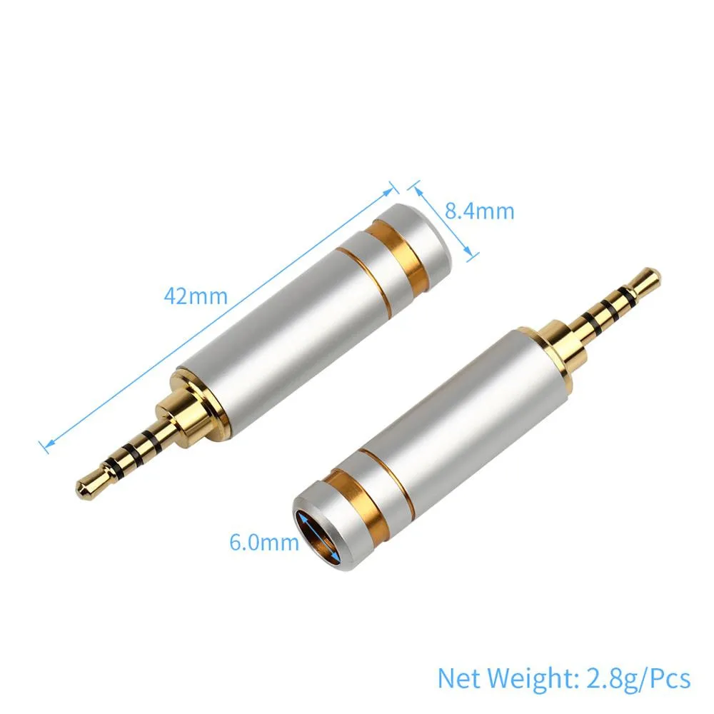10PCS Earphone Jack 2 5mm Audio Connector 4 pole Copper Gold Rhodium Plating Headphone Solder Adapter 2 5mm Balanced Cable