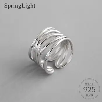 

Springlight Unique Multi-layer Winding Personality Adjustable Ring Real 925 Sterling Silver Handmade Fine Jewelry Ring for Women