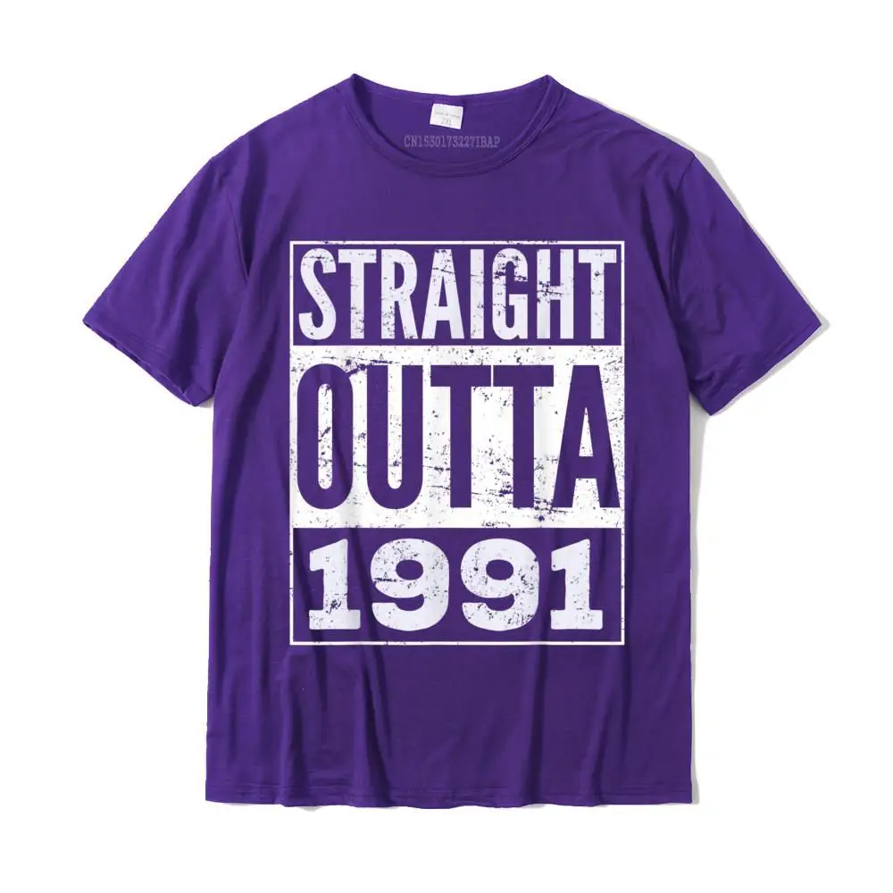Street Tees Special Crewneck Customized Short Sleeve 100% Cotton Male T Shirts Funny Tshirts Drop Shipping Adult Straight Outta 1991 T-Shirt Funny Birthday T-shirt__MZ15152 purple