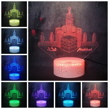 

Islamic holy city Makka Mukarrama Creative Design Model Stereo Flash Lava 3D USB Plug Bedside Night Light Festival Decor Gift