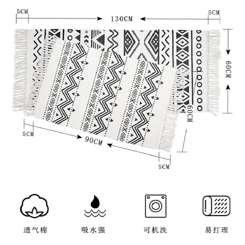 Скандинавский хлопковый и льняной коврик, гостиная Гобелен Коврик для ванной комнаты диван чайный столик одеяло прикроватный передний коврик для входной двери