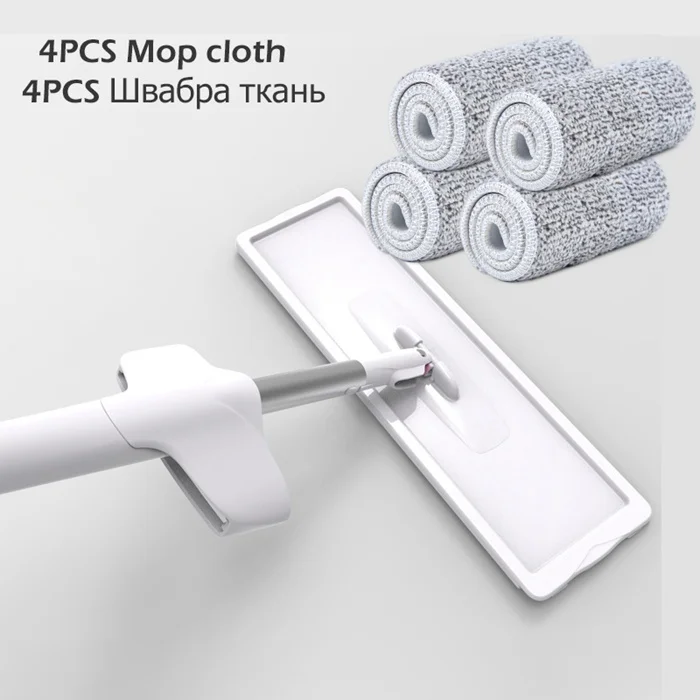 white 4pcs rag Новинка 2 в 1 спрей Швабра бесплатно ручная мойка плоская Швабра ленивая 360 Вращающаяся чудо-швабра с выдавливанием пола очиститель бытовой уборки - Цвет: white 4pcs rag