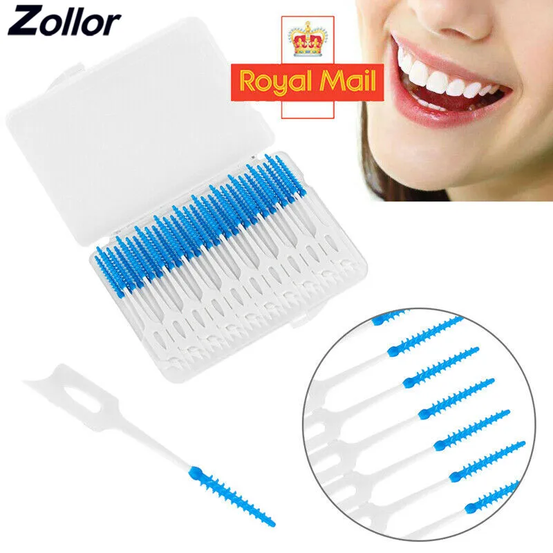 

40PCS Transparent Boxes Interdental Brush Elastic Massage Soft Rubber Toothpick Dual Use Oral Care Cleaning