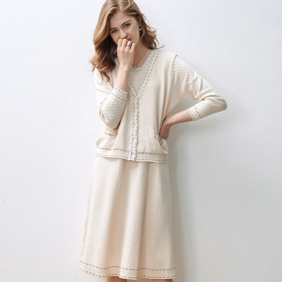 

2020 Spring Summer New Style Solid Color Dress Europe And America Fashion Large Size Dress Flax Knitted Cardigan Jacket