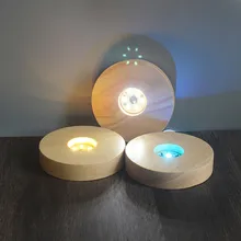 

Wood Light Base LED Lights Display Base Stand Round Night Light Lamp Holder USB Resin Ornament Art Crafts