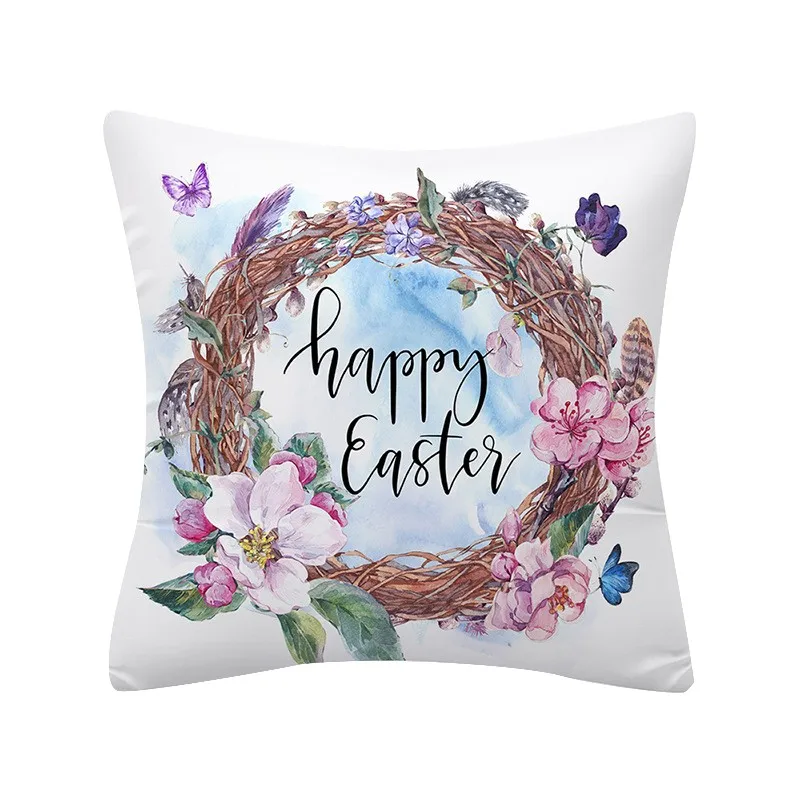 Watercolor Easter Linen Pillowcase Holiday Home Decoration Pillow Cushion Cover Rabbit bird nest cartoon pattern 113 | Дом и сад