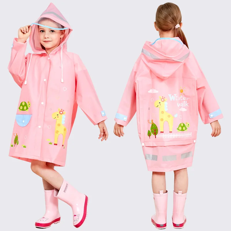 A-Pink Детские плащи с милым медвежонком; Модная одежда для дождливой погоды с принтом; экологичный плащ без запаха для детей; плащ для мальчиков и девочек - Цвет: A-Pink
