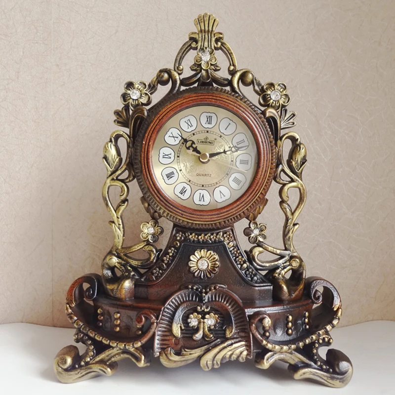New Home Decoration Table Clock European Resin Desk Clock Stand