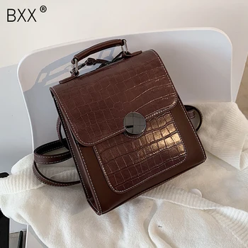 

[BXX] Solid Color PU Leather Backpacks For Women 2020 Fashion Female Backpack Lady Back Pack For School Teenagers Girls HP060