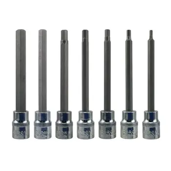 

7pcs Drive Long Wrench Removing Tool Dodecagonal Bit Impact Socket Set Hand Held Disassembly Tools Accessories