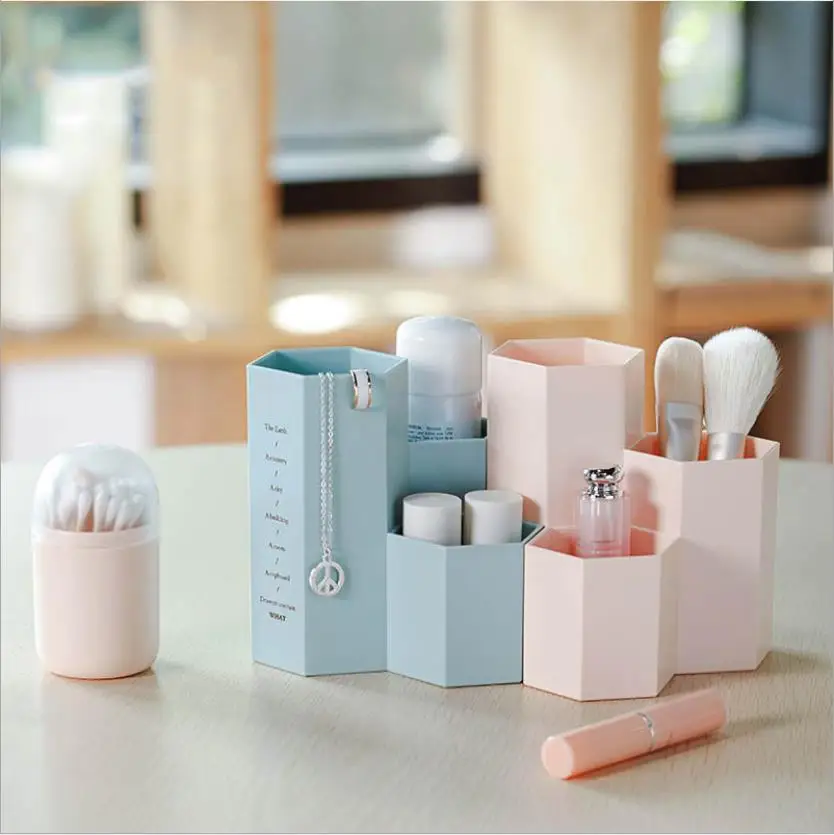 

VIERUODIS Creative Diamond Pencil Storage Tube Plastic Desktop Bathroom Makeup Pen Multi-Function Compartment Storage Bucket