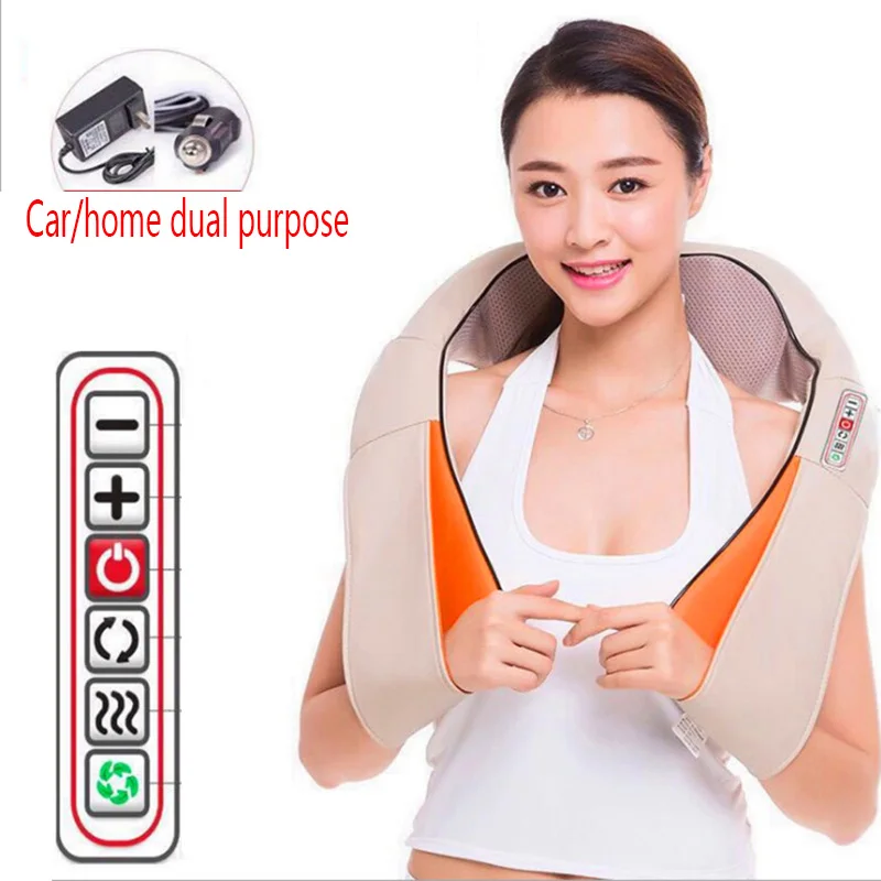 Scialle per massaggio elettrico a forma di U, riscaldato a infrarossi, impastatore 4D, dispositivo per massaggio Shiatsu per auto/casa, strumento per la cura del corpo, collo, spalle e schiena_voghion.com