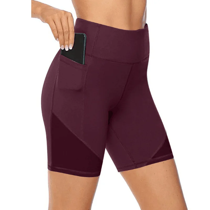 Push Up Tight Women High Waist Yoga Shorts Quick-Dry Jogging Sport Leggings Fitness Gym Shorts Solid Workout Tight Pocket 5XL 3