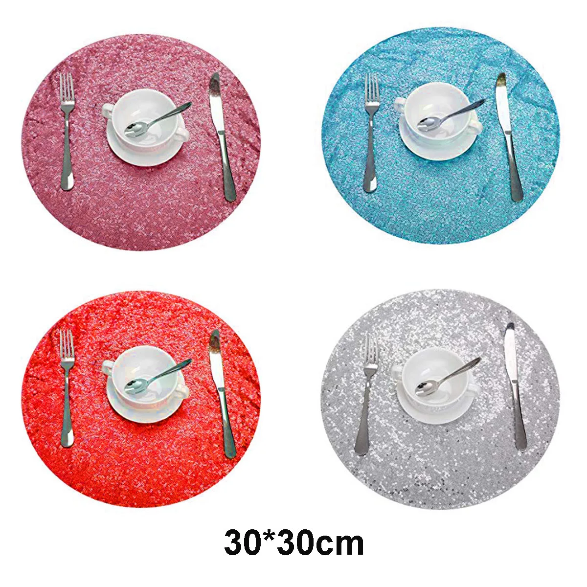 

Paillette Placemat for Dining Table Coasters Kitchen Christmas Home Decor Round Drink Placemats Non-Slip Cup Coffee Mats Pads