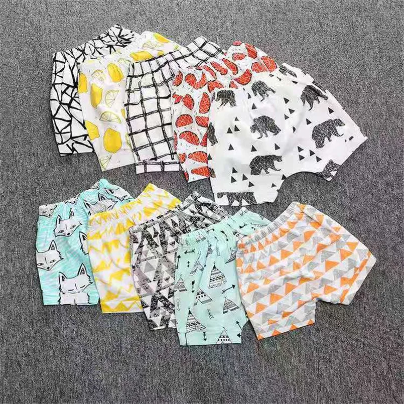 Летние хлопковые штаны для новорожденных мальчиков и девочек с принтом фруктов, свободные шорты для малышей, плавательные пляжные шорты