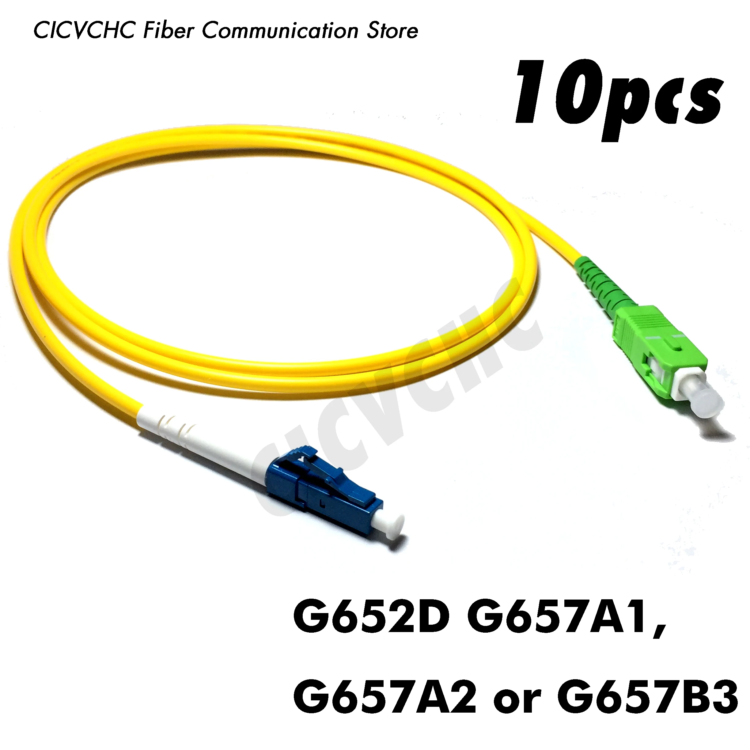 10pcs SC/APC-LC/UPC Fiber Patchcord-Single Mode-G657B3, G657A2, G657A1, G652D-3.0mm Cable / Jumper