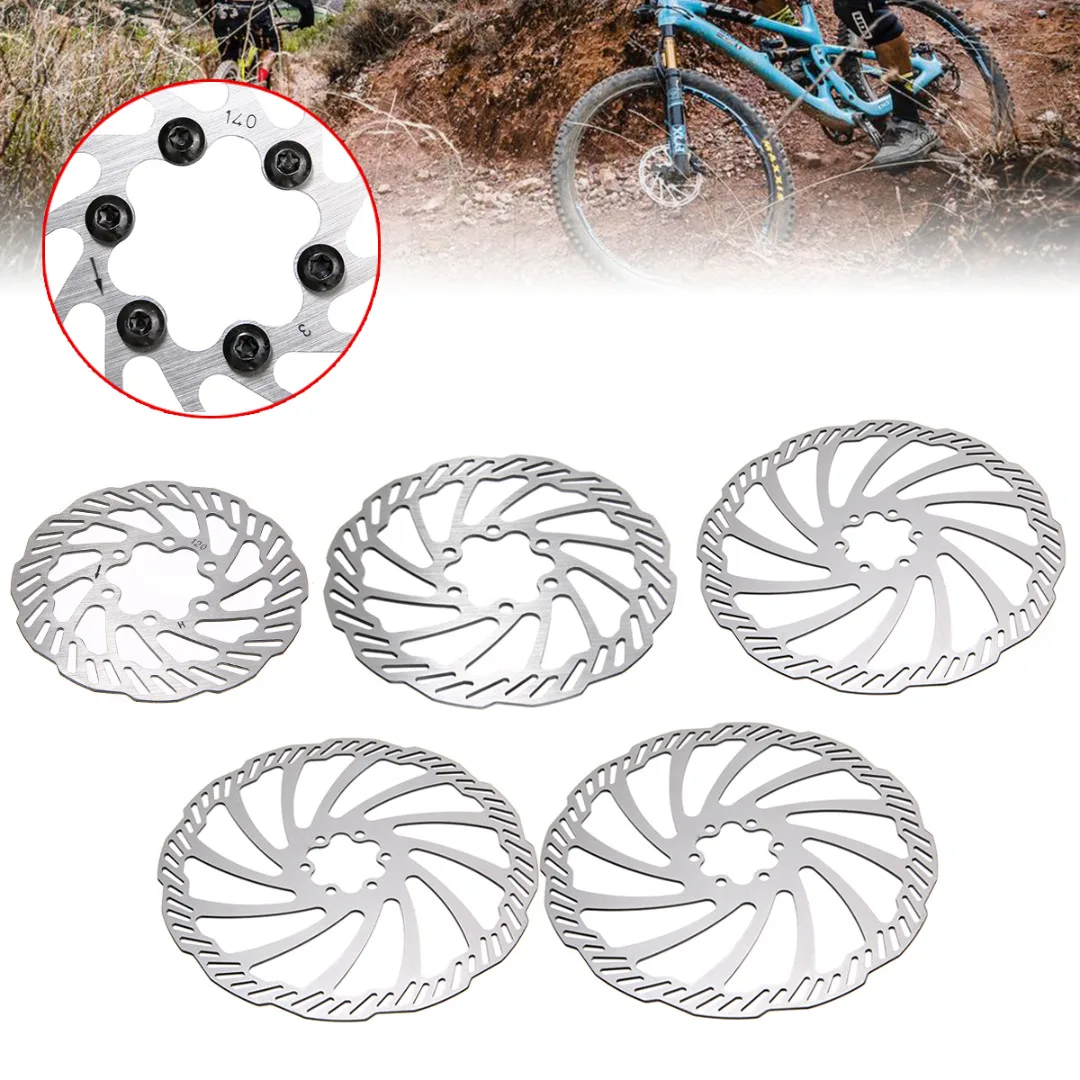 1Pcs 120/140/160/180/203mm Stainless Steel Bike Disc Brake Rotors With 6 Bolts For Mountain Road Parts High Quality