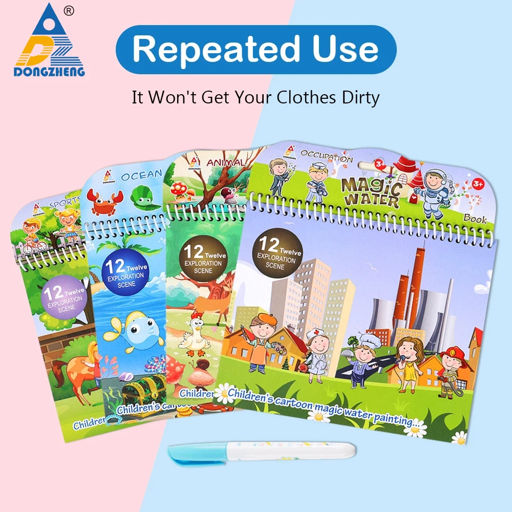 New Children Story Water Picture Book Coloring Doodle & Reusable Magic Pen Painting Drawing Board For Kids Baby Educational | Игрушки и