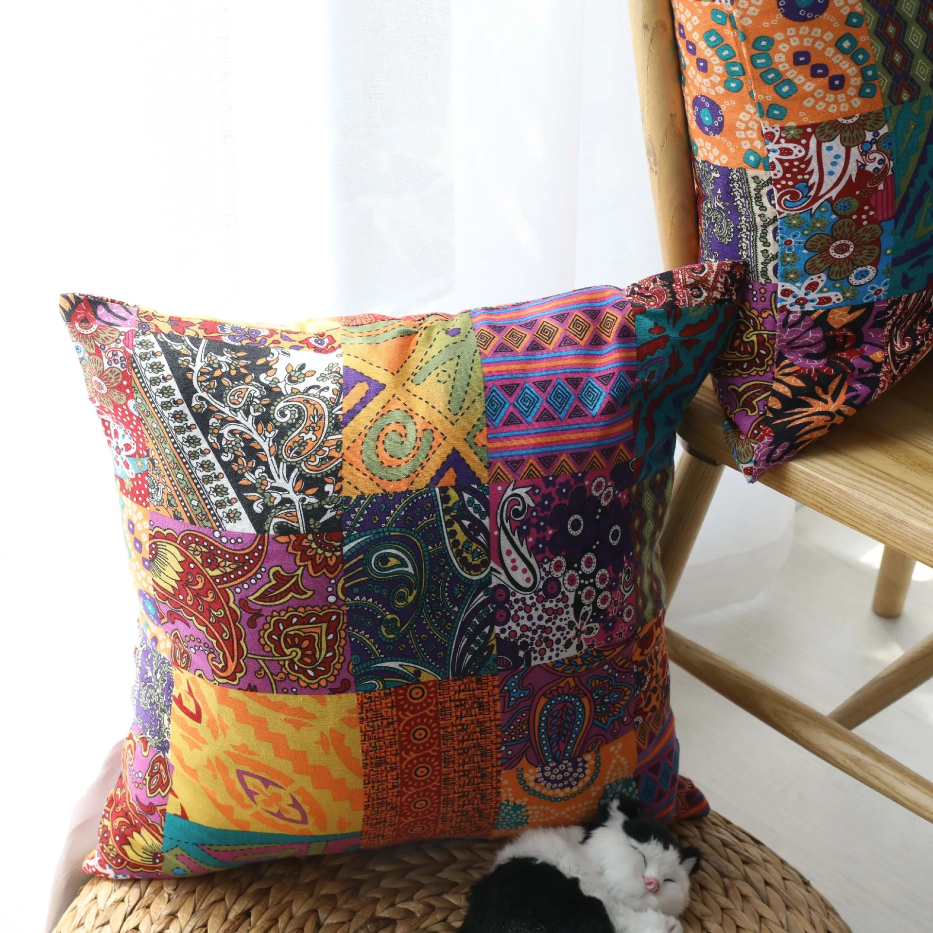 

Retro Bohemian Lightweight Double-Sided Printed Cotton Cushion Cover Middle Eastern Ethnic Pattern Pillowcase By Sofa Decoration